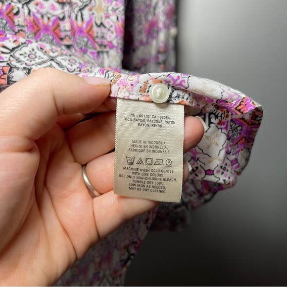 Maeve Anthropologie women's white pink paisley long sleeve button down shirt M - Picture 4 of 7